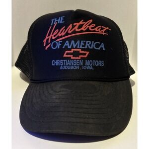 Vtg Chevrolet Chevy The Heartbeat Of America Snapback Hat Black Made in USA‎ 80s